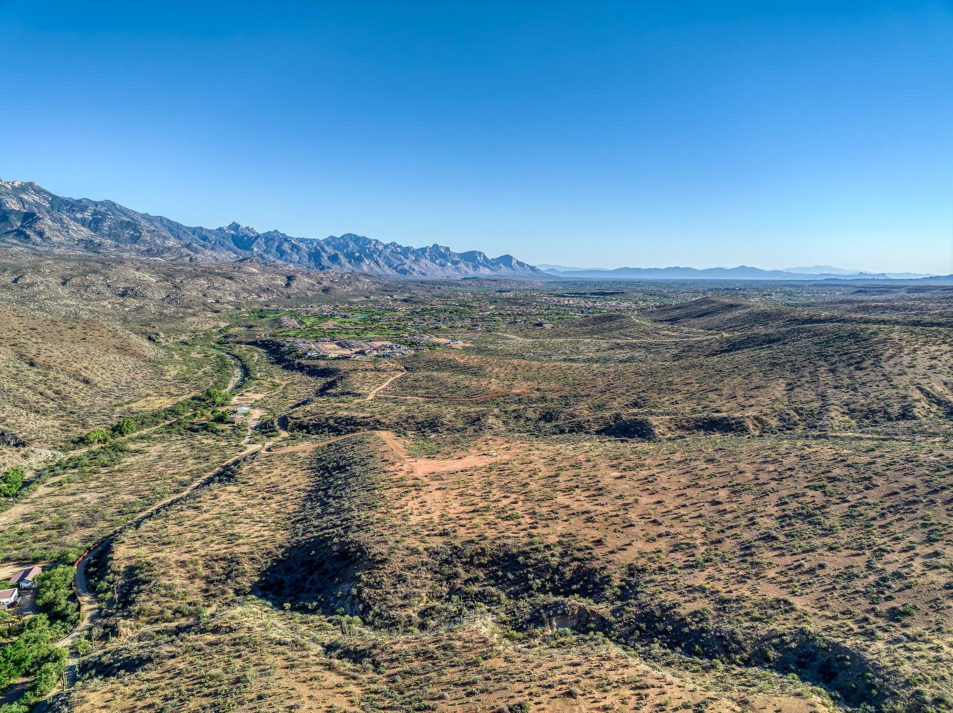 High aerial of the ridge and valley looking toward the horizon