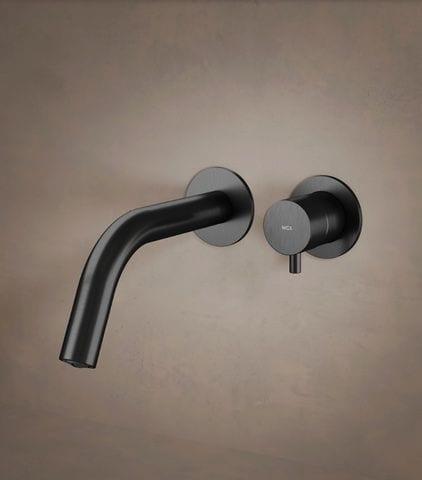 Matte black wall-mounted Italian faucet