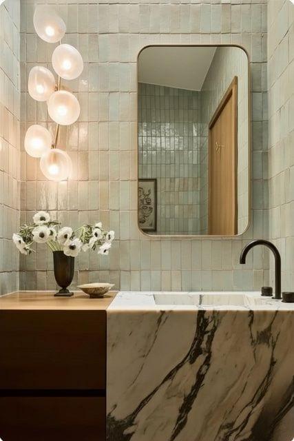 Integrated marble sink with wall-mounted faucet