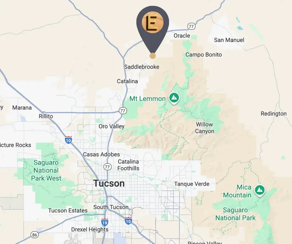 Map of the ELEMENT by SENERGY360 community north of Tucson, Arizona, near Oracle and SaddleBrooke at the base of the Santa Catalina Mountains
