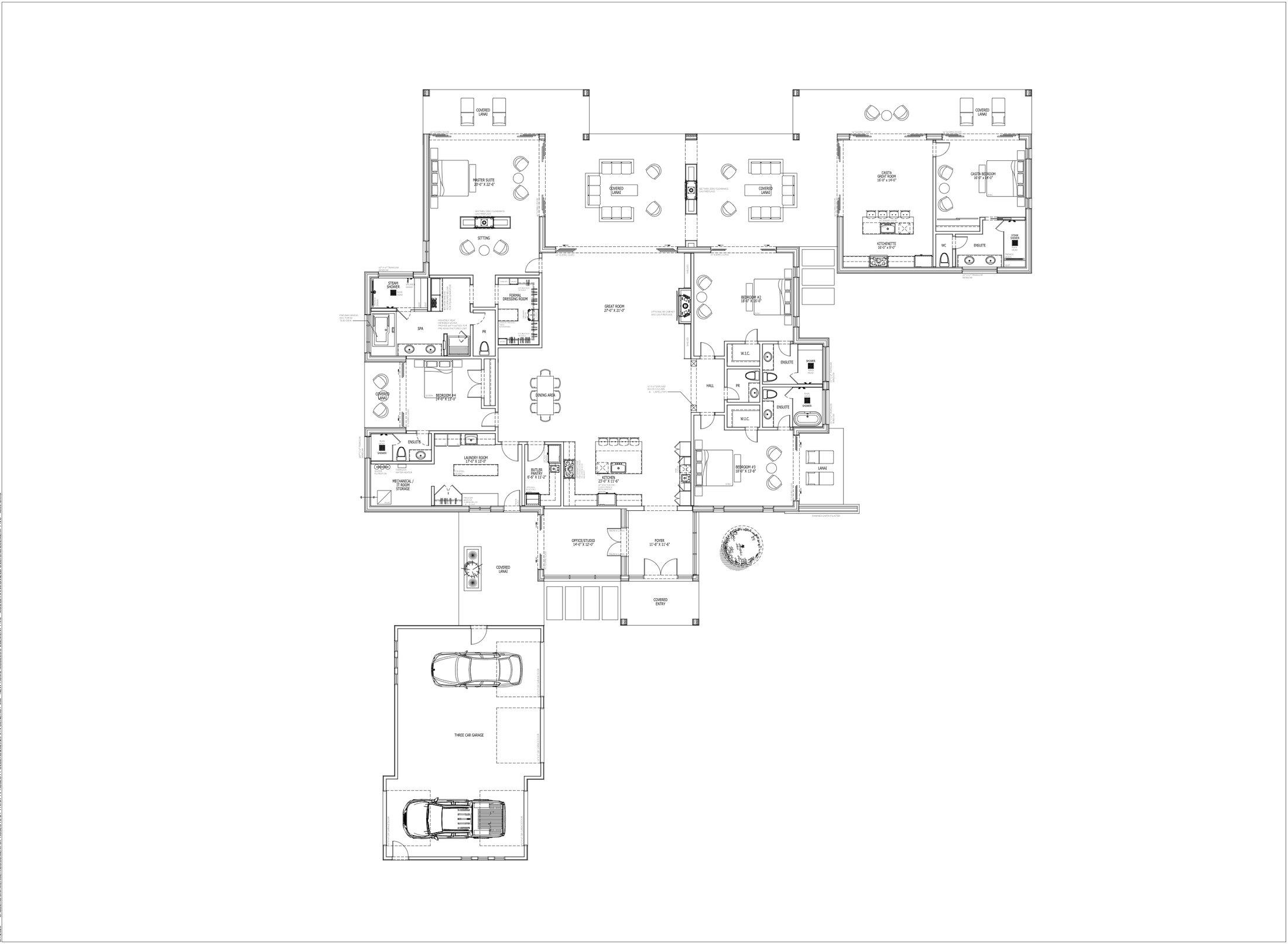 ELEMENT FIVE 5,480 sf floor plan: four bedrooms plus detached casita