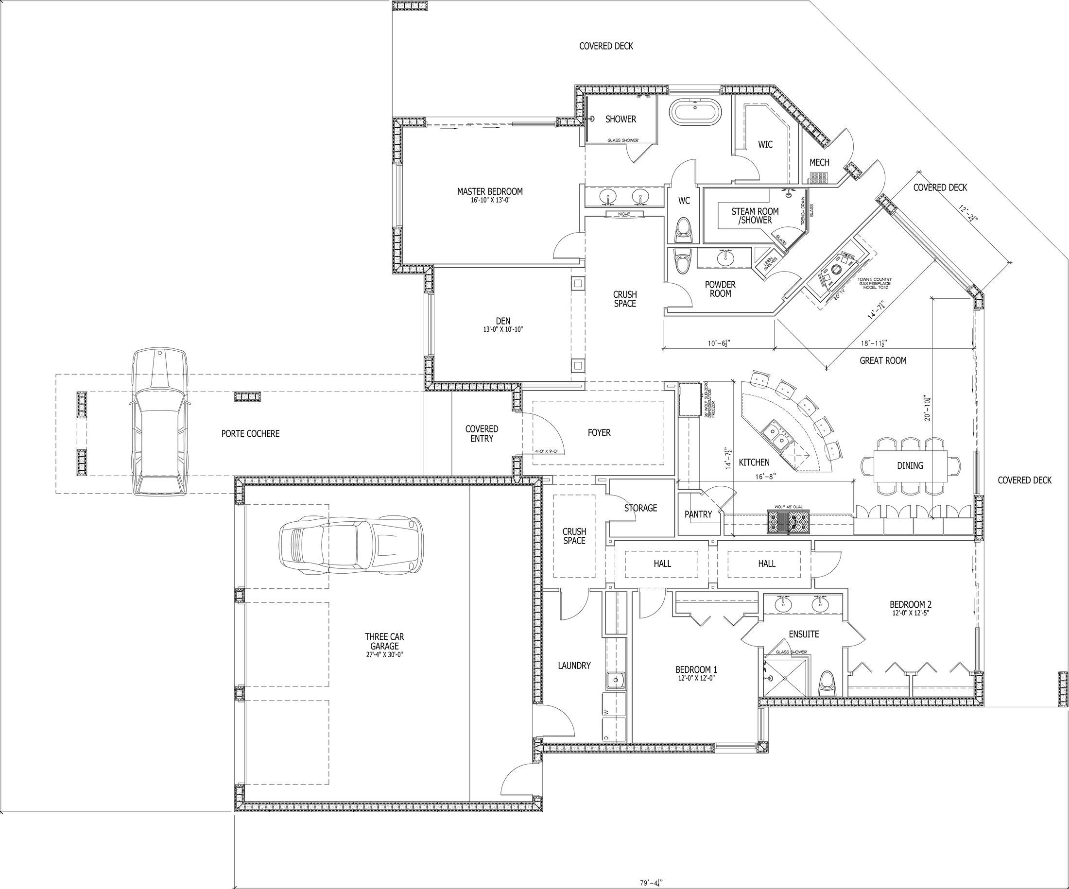 The Sanctuary House construction floor plan with room dimensions