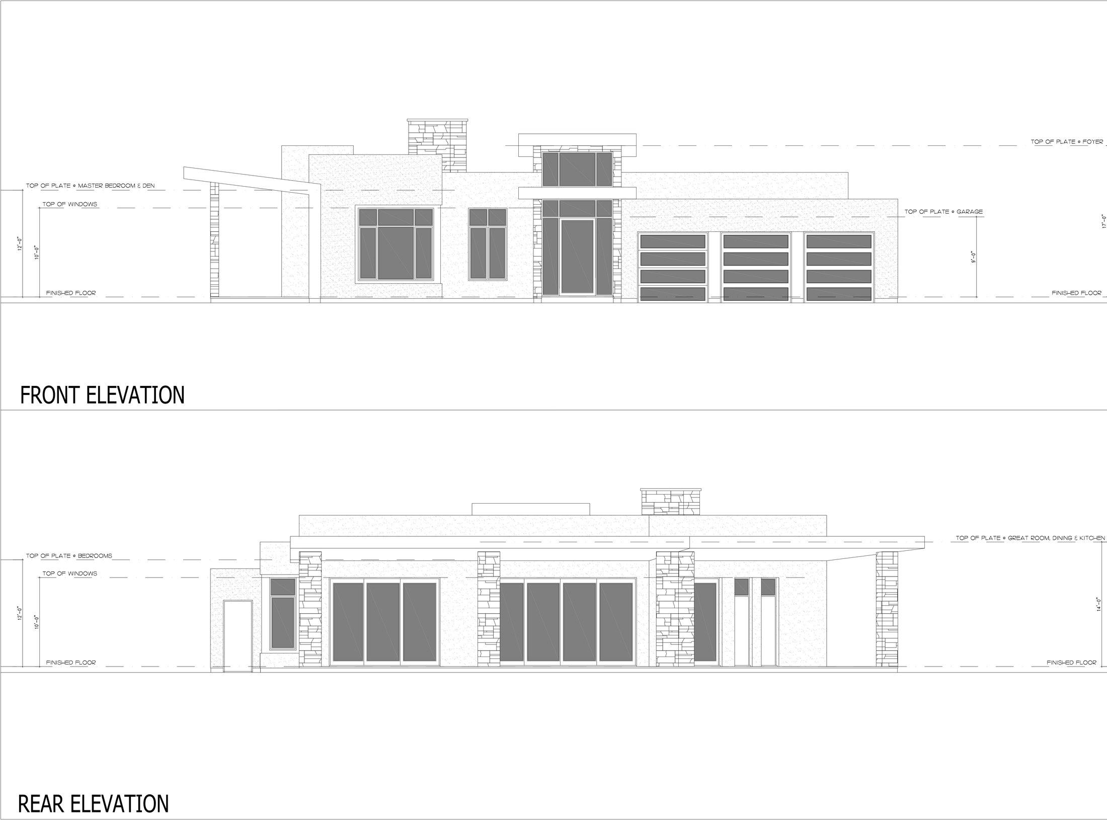The Sanctuary House front and rear exterior elevations