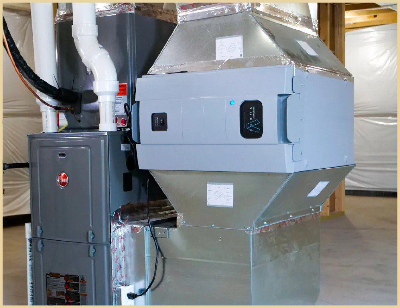 Whole-home air handler with sealed, insulated ductwork