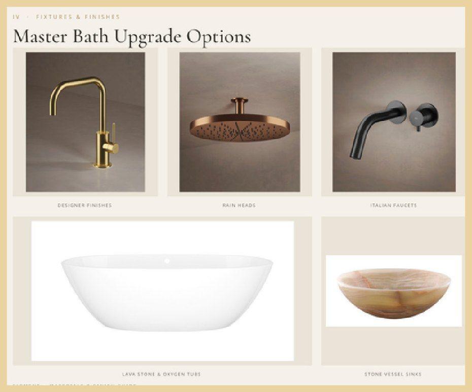 Master bath upgrade options board