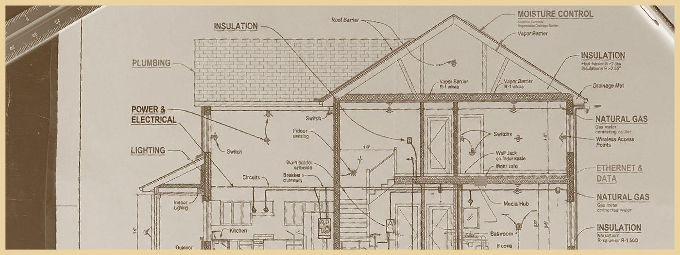 Architectural section drawing of a home