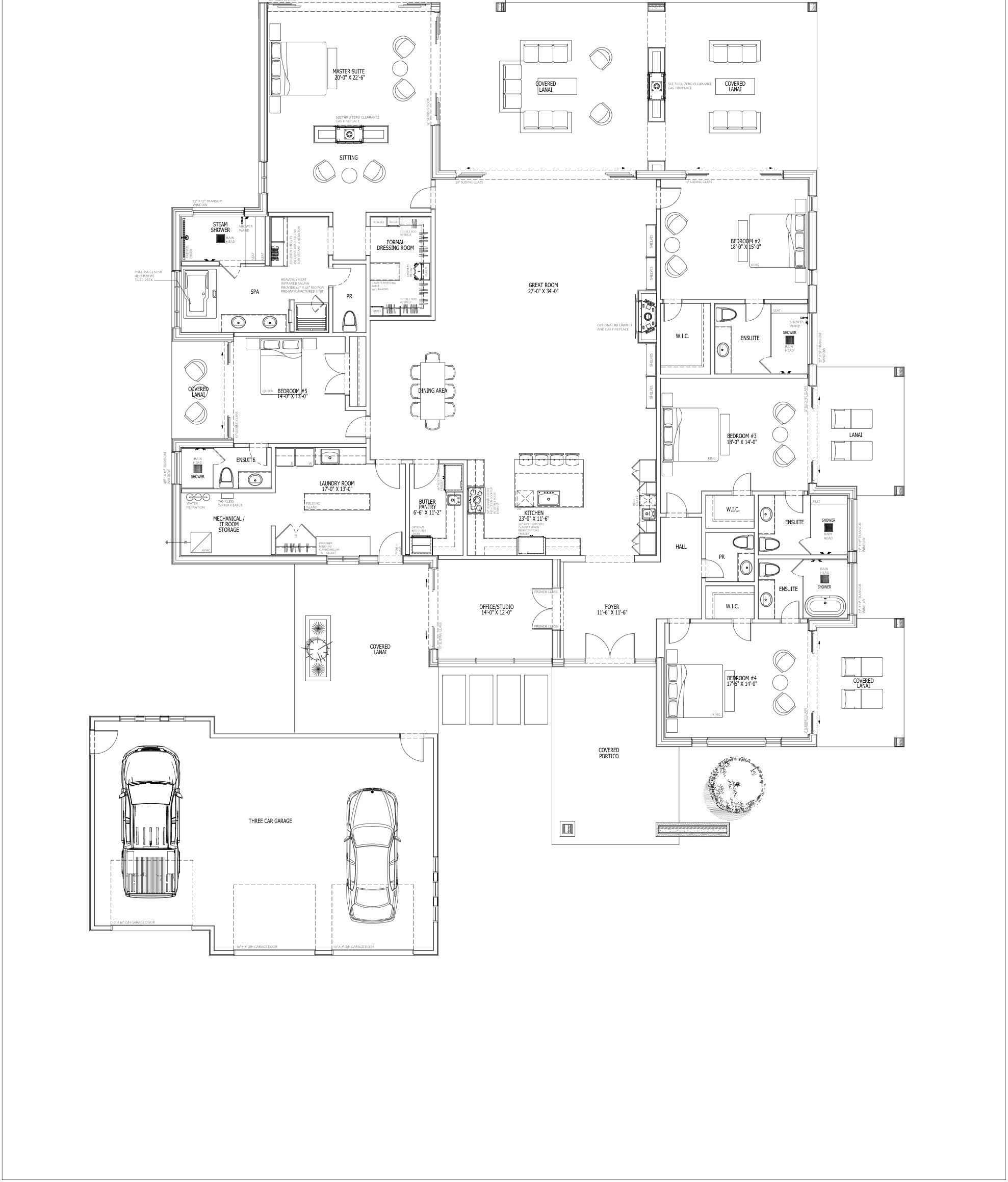 ELEMENT FOUR 4,960 sf floor plan in the optional five-bedroom configuration