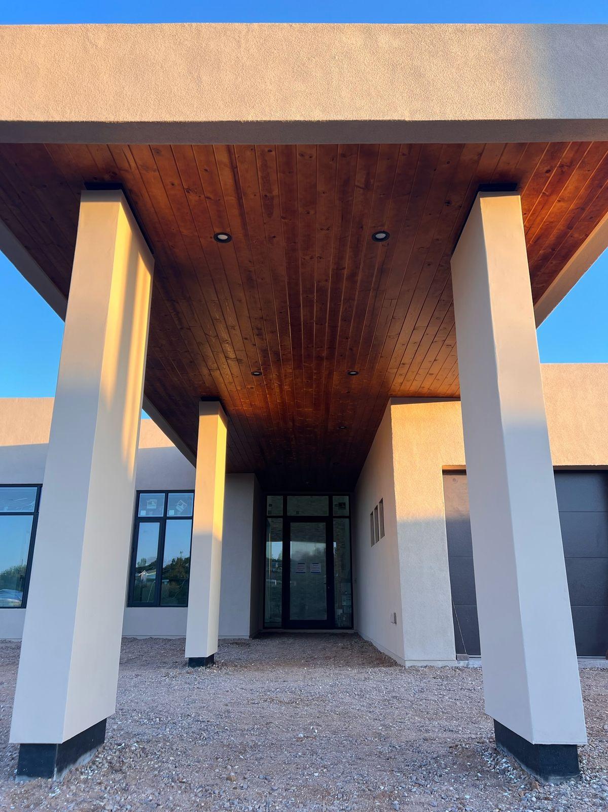 Entry canopy with tall columns