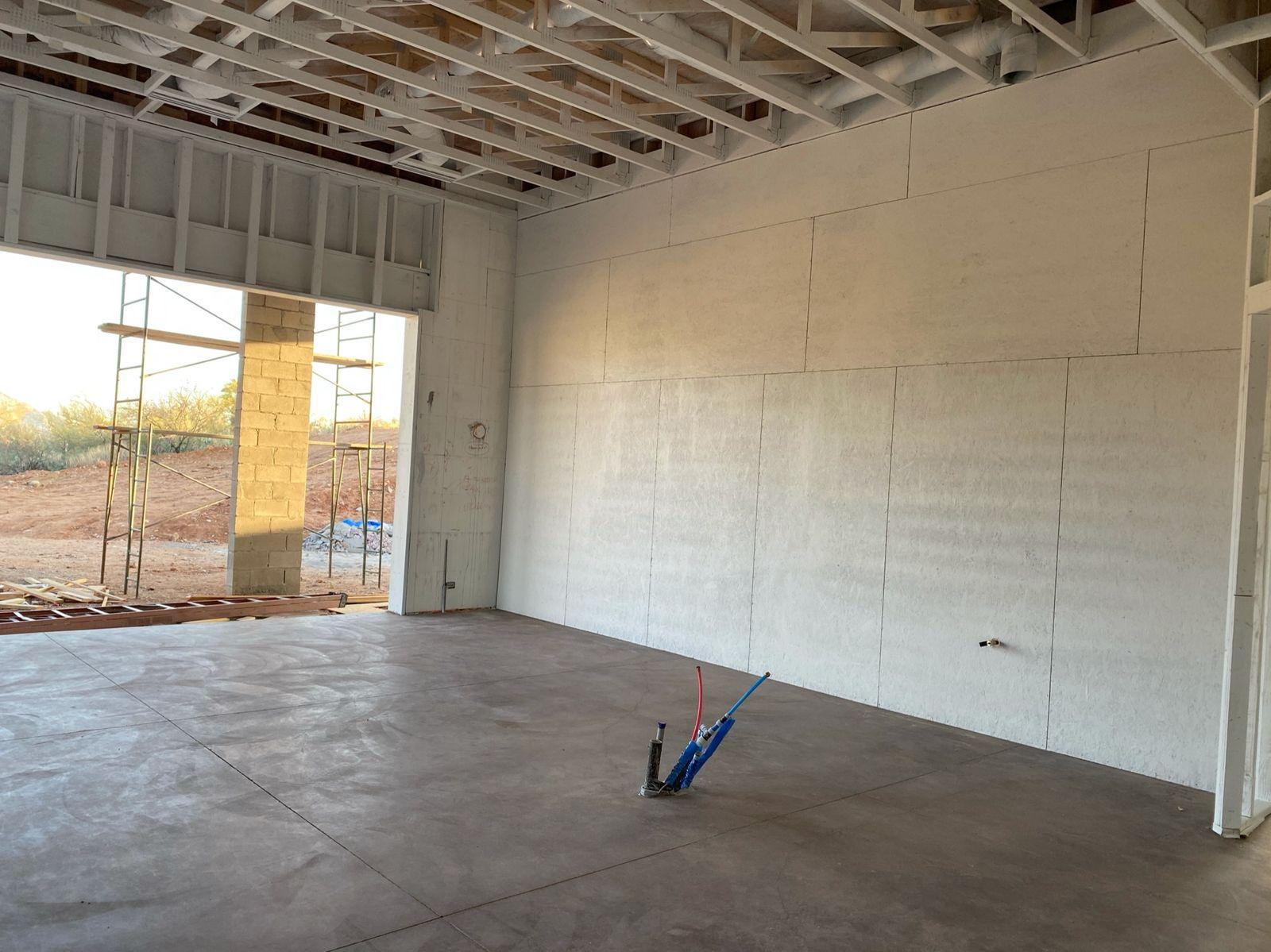 Great room shell with ICF walls and window openings