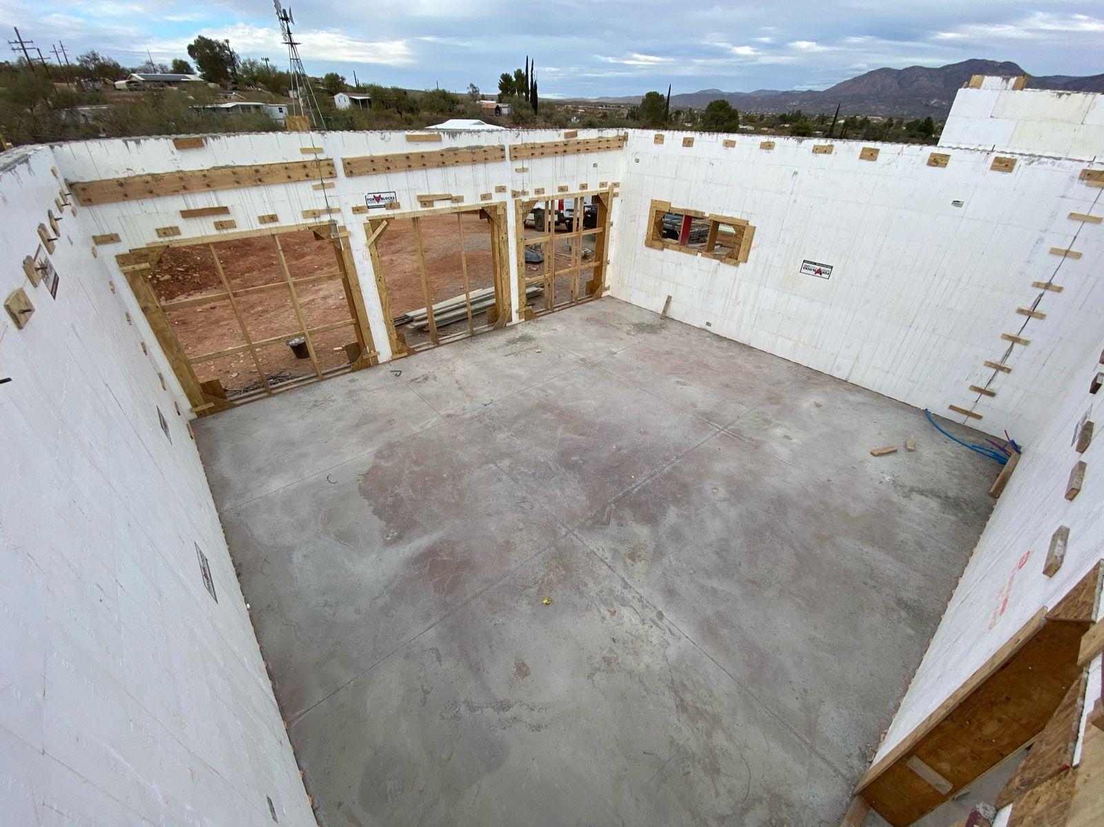 Inside the poured ICF walls