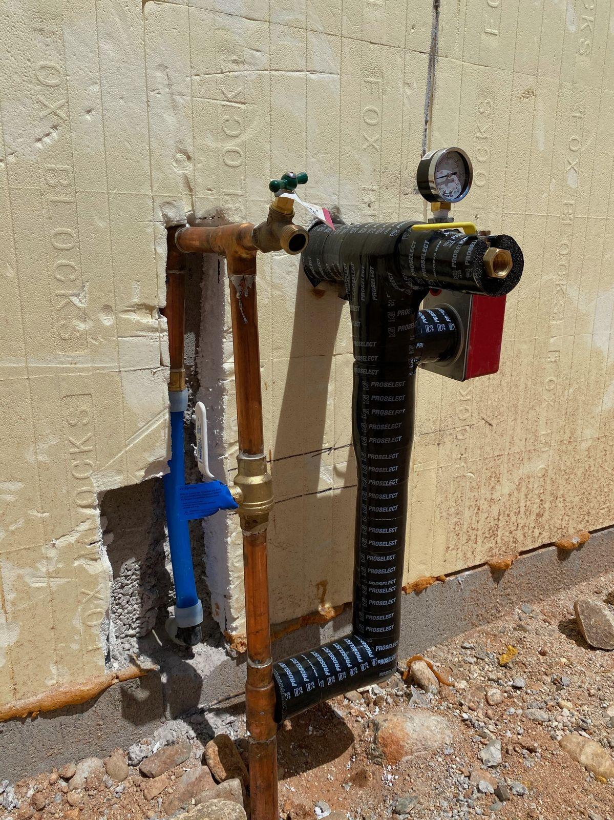 Water supply rough-in on the wall