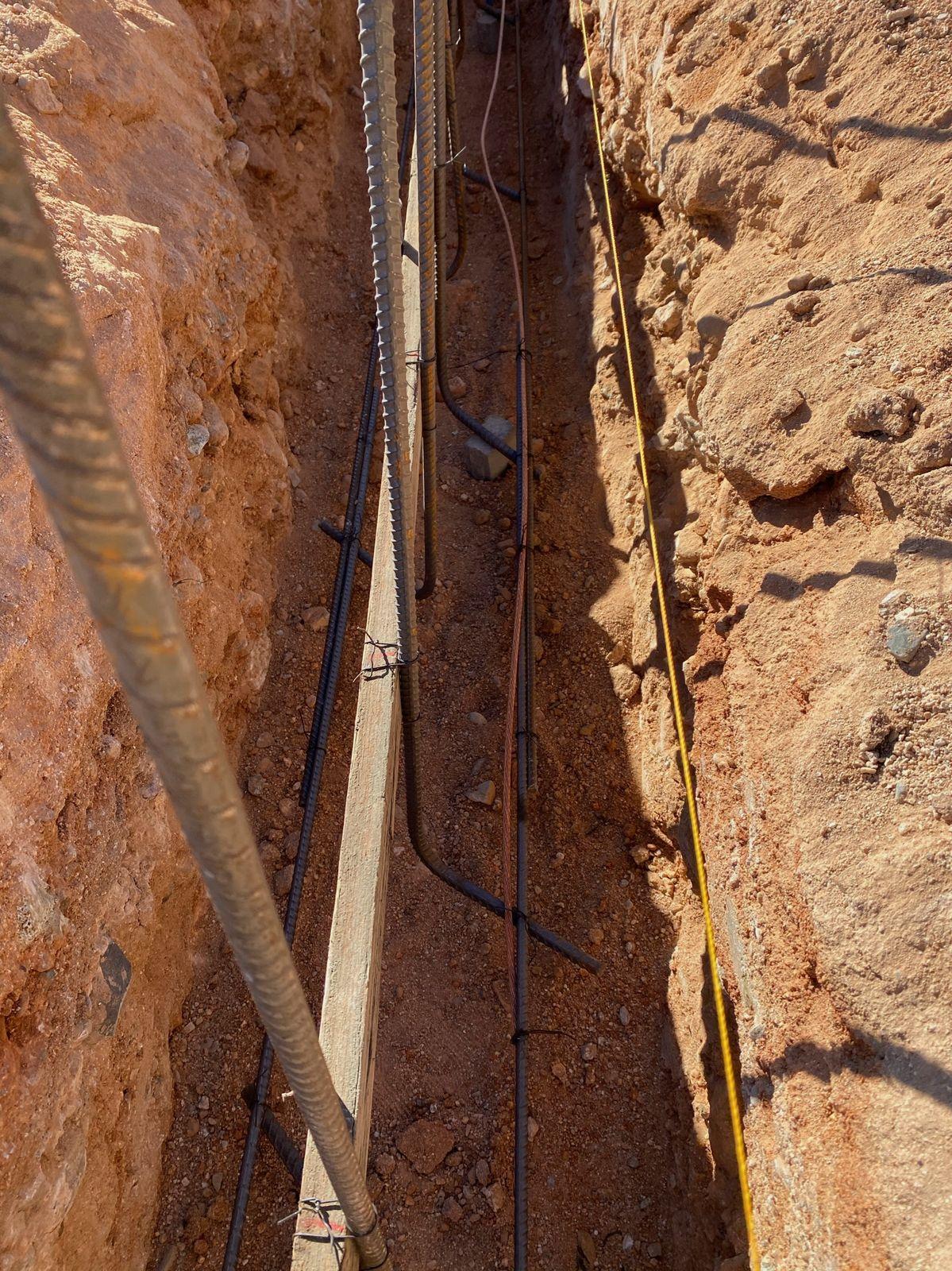 Footing trench with rebar set
