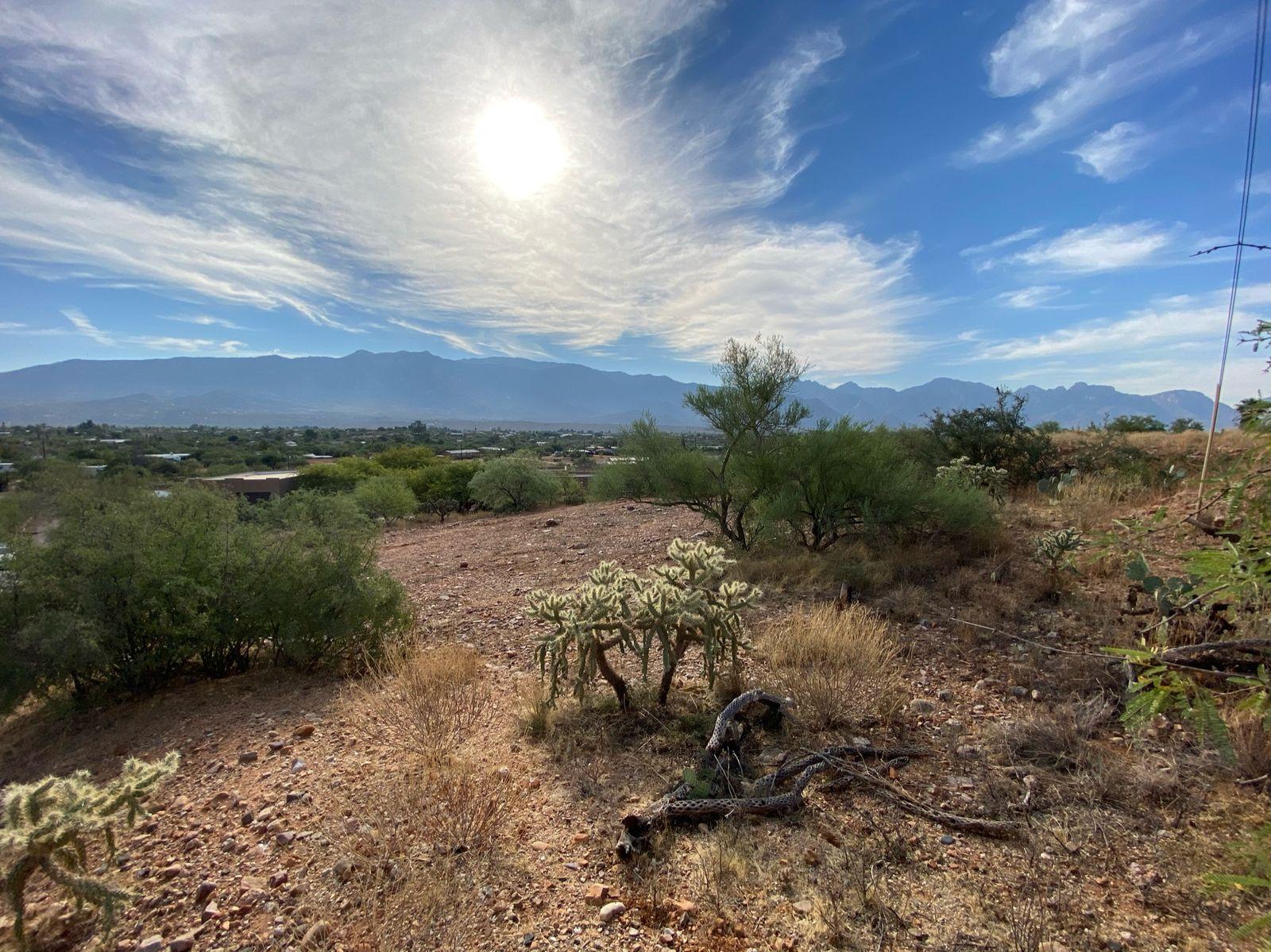 The undeveloped desert lot with the Santa Catalina Mountains behind