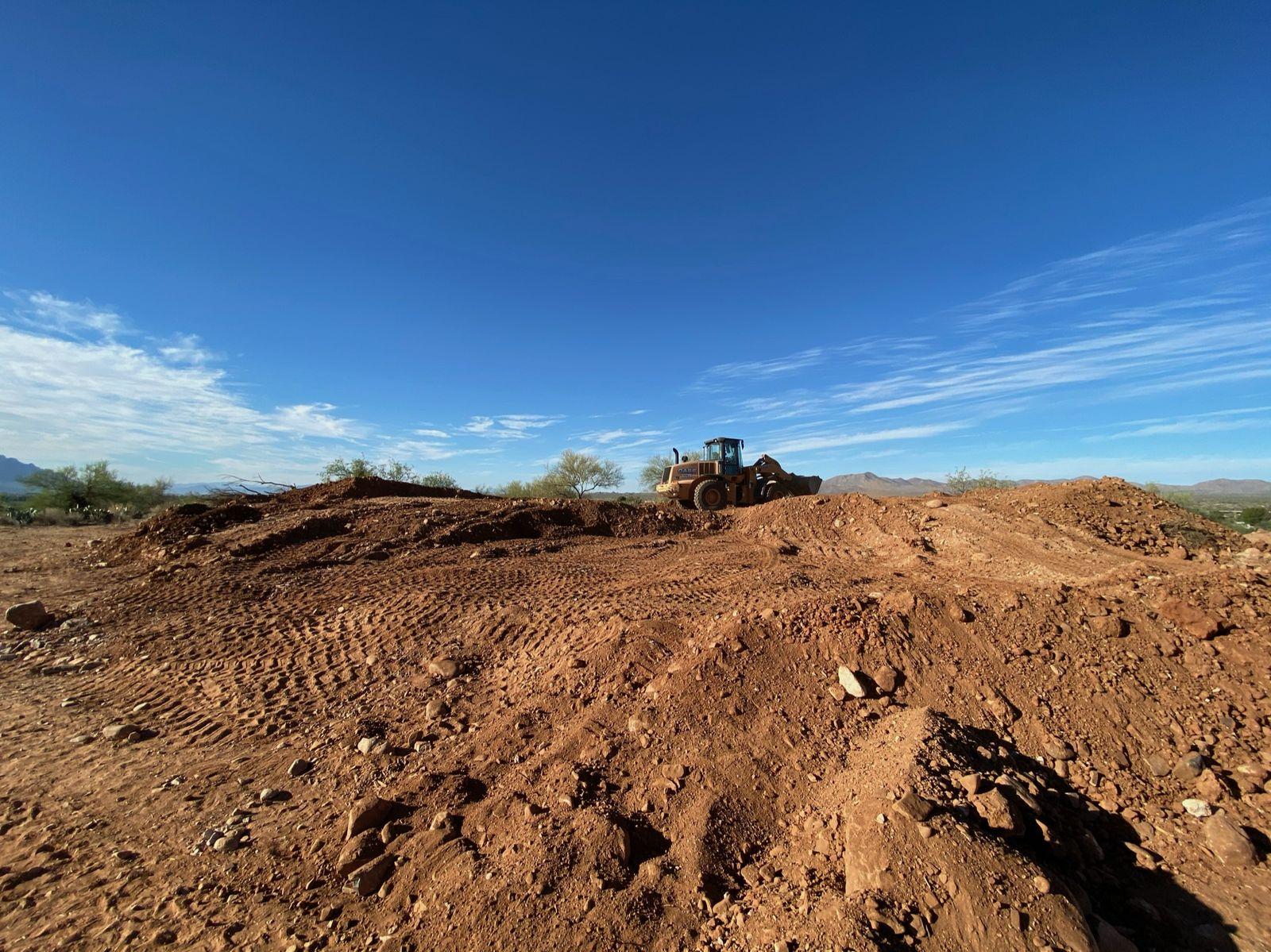 Graded building pad on the hilltop
