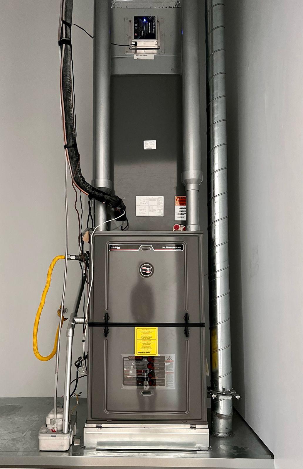 HVAC air handler in the mechanical closet