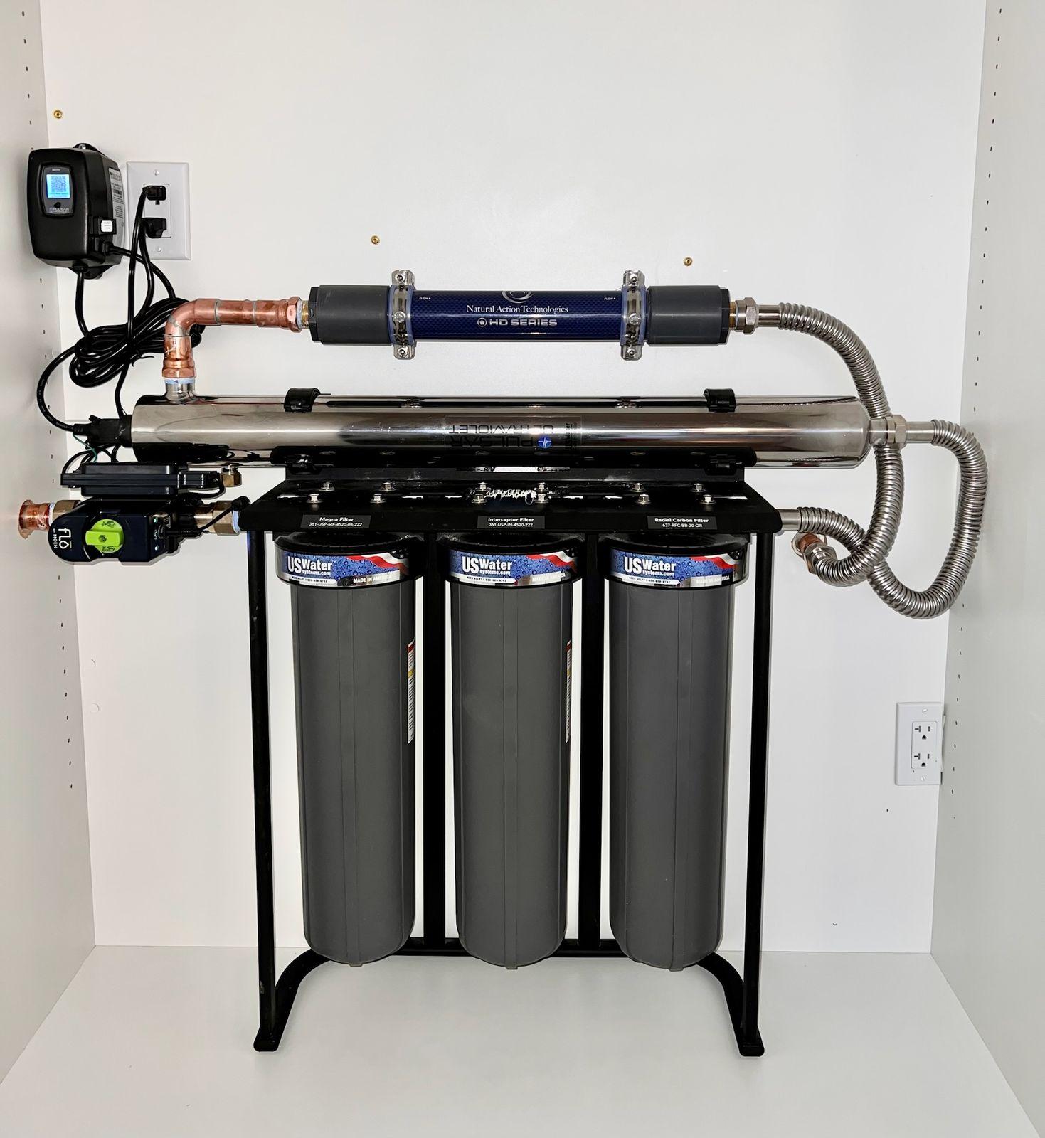 Structured water filtration assembly