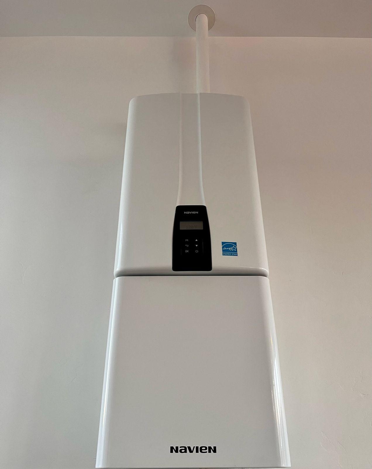 Tankless water heater on the wall