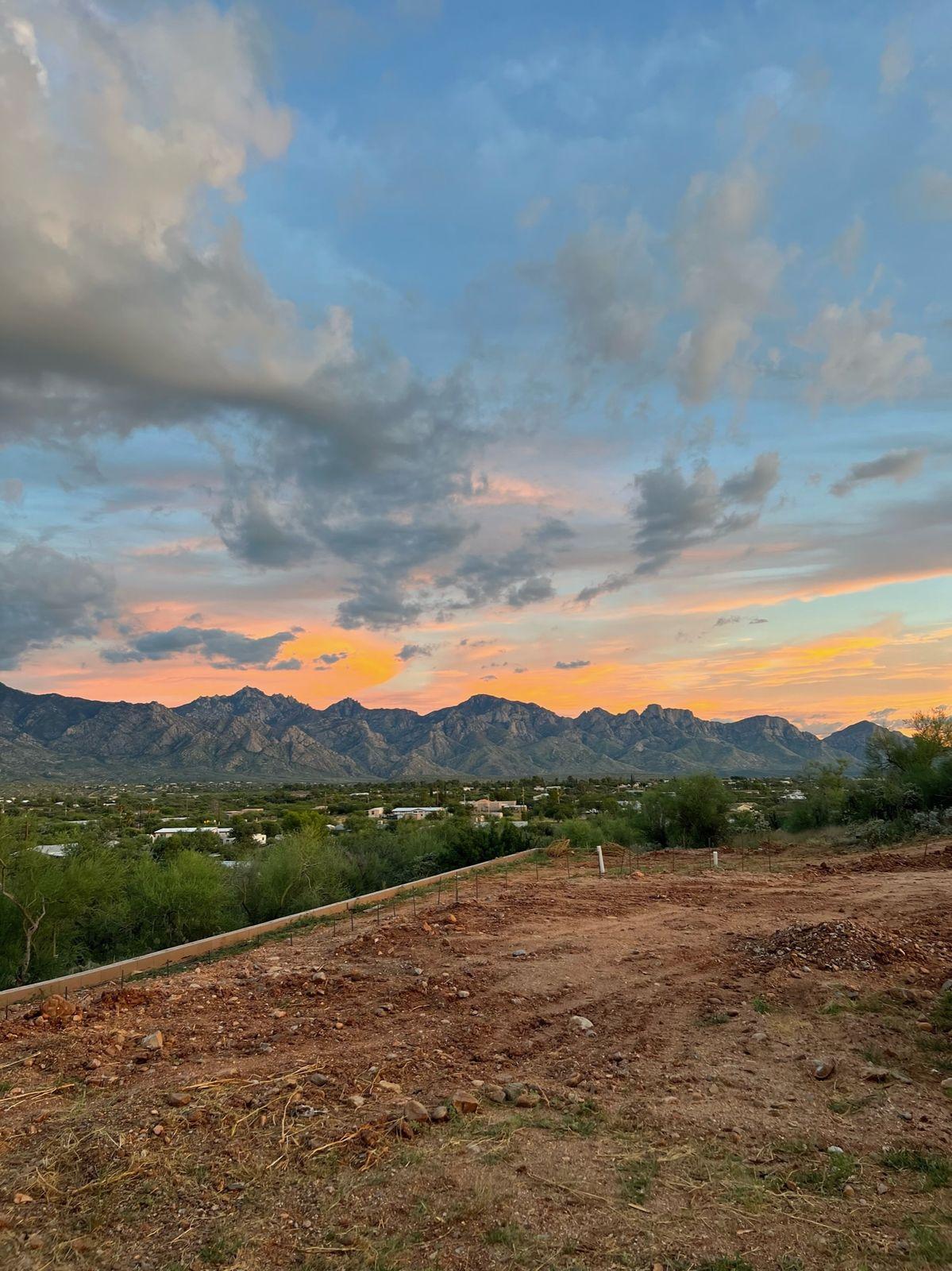 Sunset over the Catalina foothills from the site